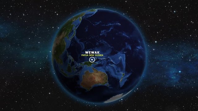 PAPUA NEW GUINEA WEWAK ZOOM IN FROM SPACE