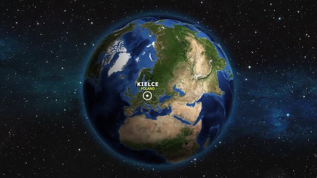 POLAND KIELCE ZOOM IN FROM SPACE