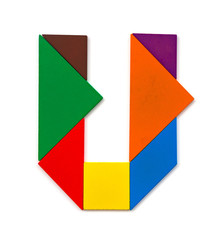 tangram shaped like a letter U on white background