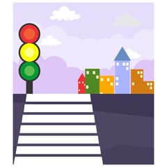 purple highroad traffic light city building scenery view landscape background