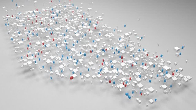 Map of Alberta - Canada | 3d Rendering, mosaic of little bricks - White and flag colors. A number of 3781 little boxes are accurately inserted into the mosaic