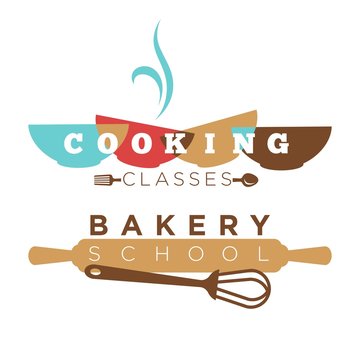 Bakery school or cooking classes vector icon