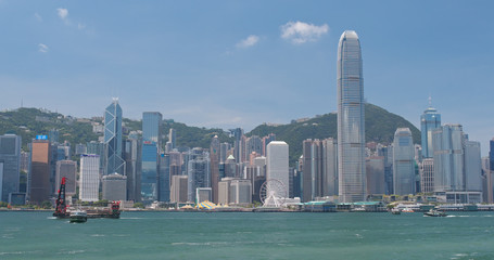 Fototapeta premium Hong Kong urban city skyline in sunny day