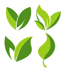 Green leaf vector eco nature icons