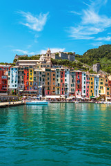 Obraz premium Porto Venere (Italy) - The town on the sea also know as Portovenere, in the Ligurian coast, province of La Spezia; with villages of Cinque Terre designated by UNESCO World Heritage Site