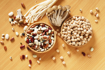 assorted beans and mushroom