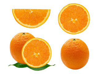 Collection of orange, isolated on white background