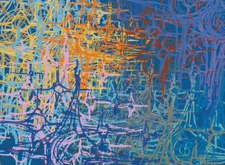 Abstract painting on canvas. Hand made art. Colorful texture. Modern artwork. Strokes of fat paint. Brushstrokes. Contemporary art. Artistic background image.