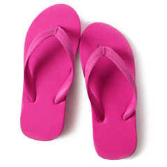 Pink flip flop sandals isolated on white background