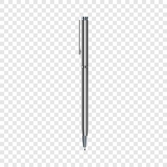 Silver pen mockup. Realistic illustration of silver pen vector mockup for web