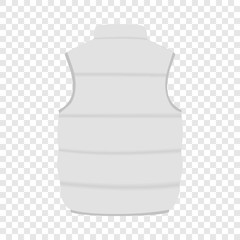 Back of white warm vest mockup. Realistic illustration of back of white warm vest vector mockup for web