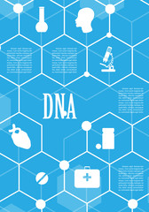 DNA abstract geometric background, layout in A4 set technology brochure flyer design template vector shadow