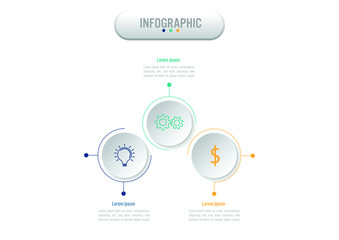 Business infographic template with 3 options, Abstract elements diagram or processes and business flat icon, Vector business template for presentation.Creative concept for infographic.