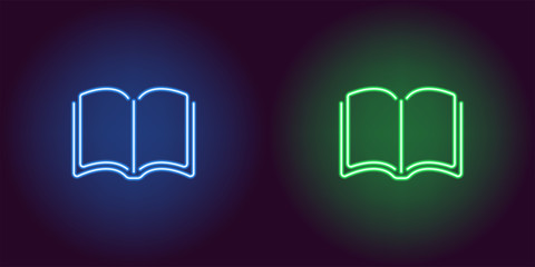 Neon icon of Blue and Green Book