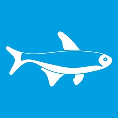 Fish icon white isolated on blue background vector illustration