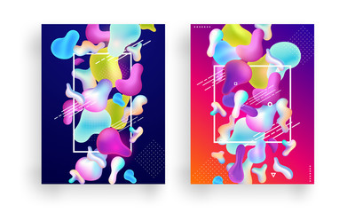 Set of liquid shape template or flyer cover design.