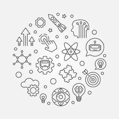 Innovation vector round illustration in thin line style