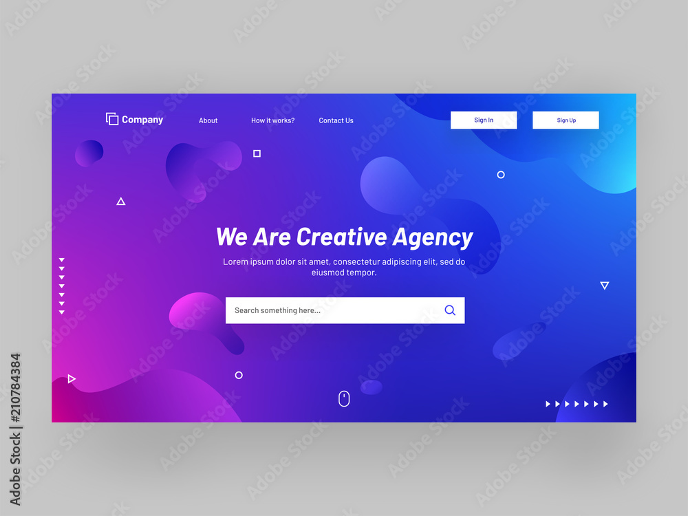 Canvas Prints responsive landing page or hero banner design with geometrical abstract elements for creative agency