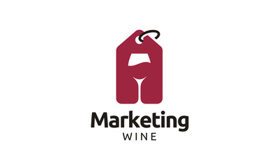 Wineglass and Price Tag Label for Wine Shop logo design inspiration