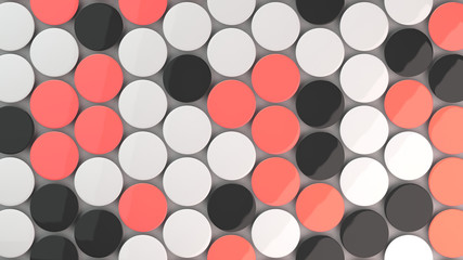 Blank black, white and red badges on white background
