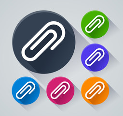 paper clip circle icons with shadow