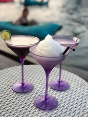 Set of three kinds of cocktail background swimming pool