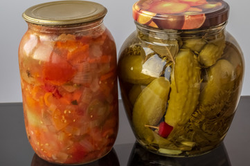 Preserved vegetables in the jars