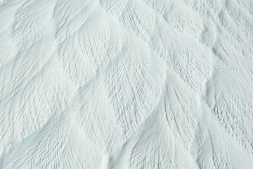 White rock, stone textured surface in Pamukkale close up top view.Wallpaper background.