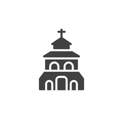 Church building vector icon. filled flat sign for mobile concept and web design. Christian church simple solid icon. Symbol, logo illustration. Pixel perfect vector graphics