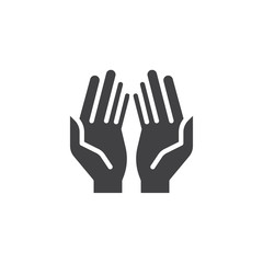 Prayer hands vector icon. filled flat sign for mobile concept and web design. Praying hand simple solid icon. Symbol, logo illustration. Pixel perfect vector graphics