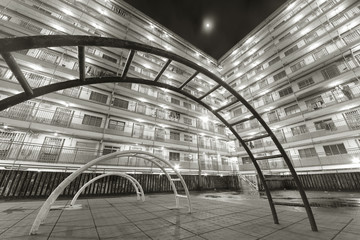 Playground in Public Estate in Hong Kong City at night