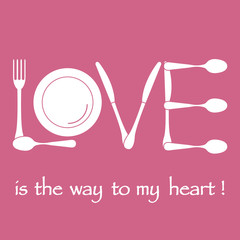 Inscription LOVE from cutlery.