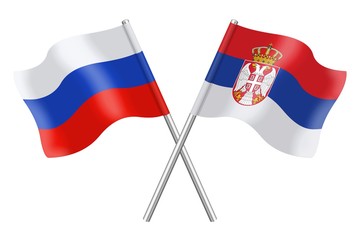 Flags. Russia and Serbia