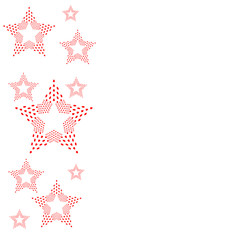 Dotted red stars on white background. Vector graphic.