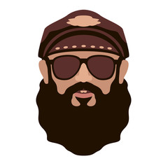 biker face vector illustration flat style front 
