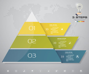 3 steps pyramid with free space for text on each level. infographics, presentations or advertising. EPS10.