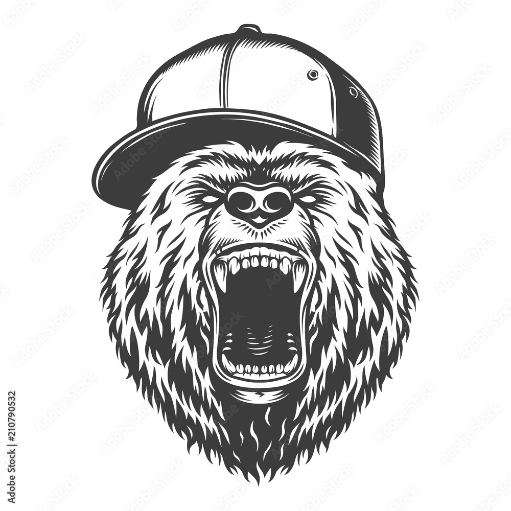Wall mural vintage logo style bear