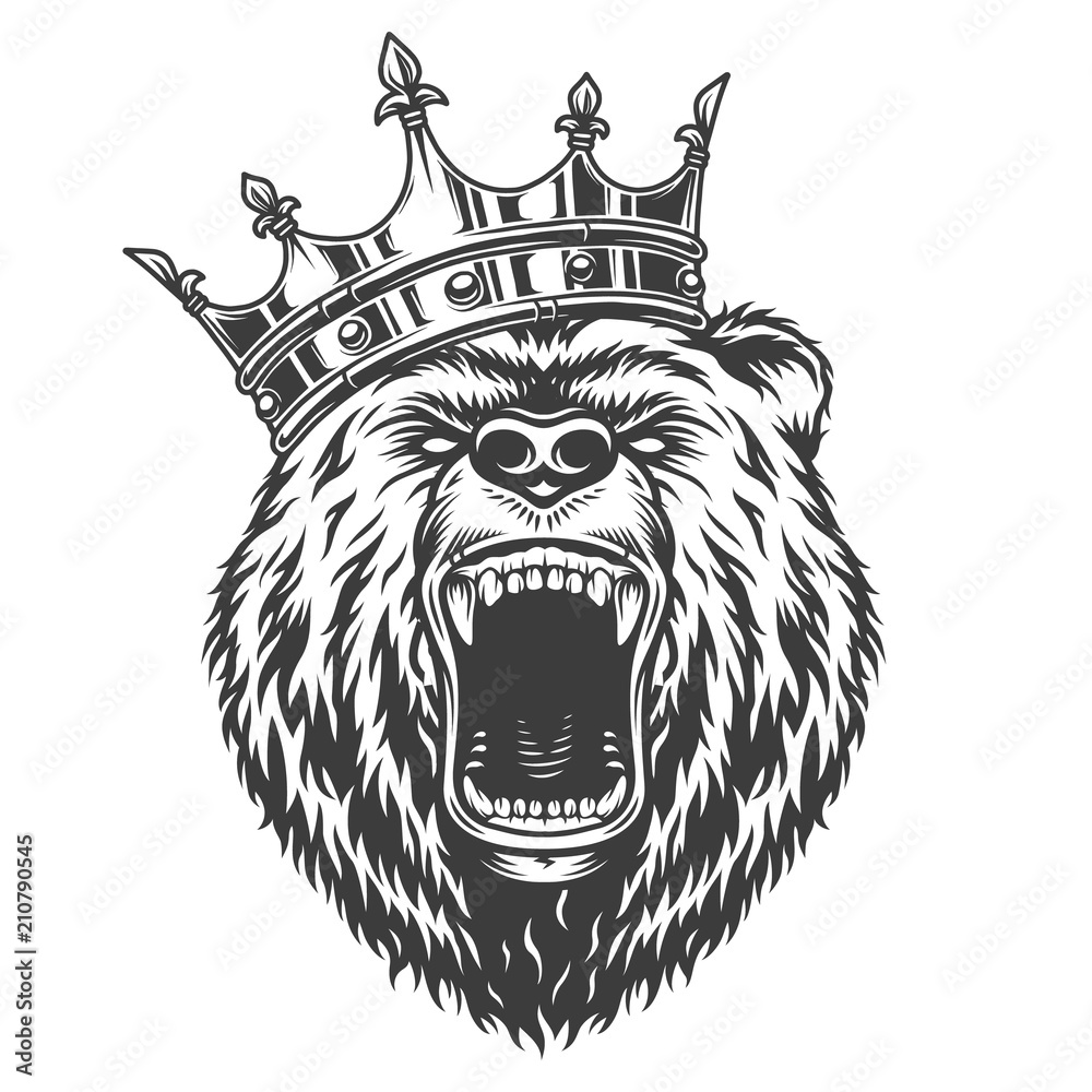 Wall mural vintage logo style bear
