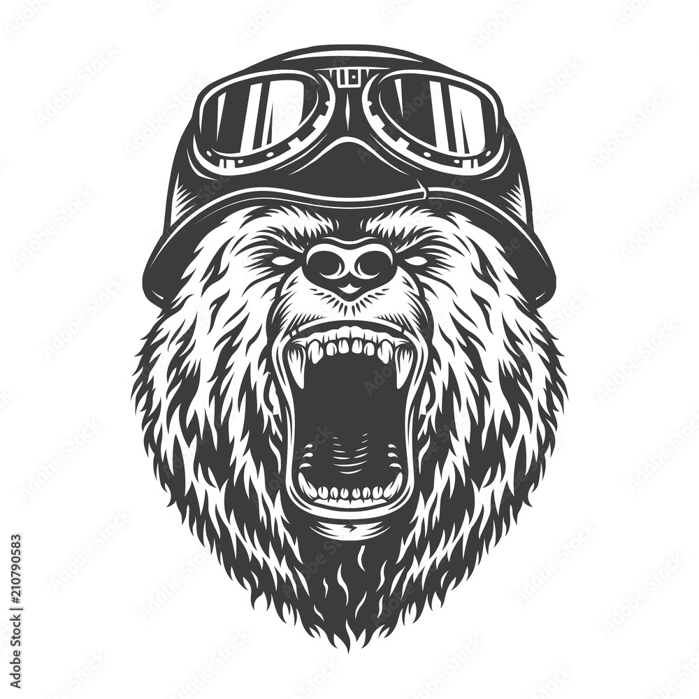 Wall mural vintage logo style bear