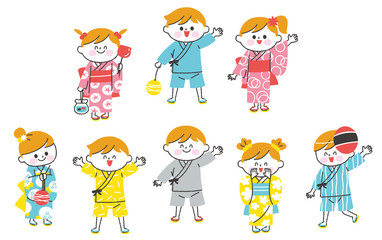 お祭りに行く子供たち