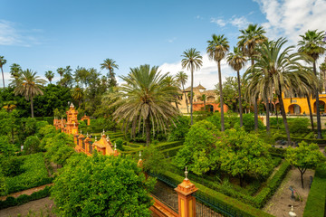 Fototapeta na wymiar Exposure of Real Alcázar of Seville, Spain, during a spring day.