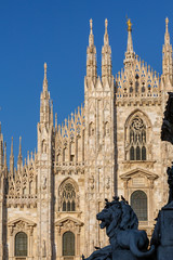 Fototapeta na wymiar Milan, Cathedral and blue sky. Lombardia, Italy