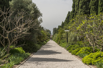 Acre, Israel - May 10, 2018 : Bahai Gardens in Acre, Israel