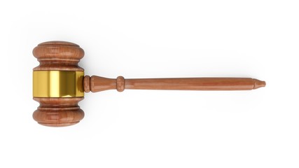 3D rendering Wooden gavel, Judge Hammer