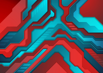 Blue red abstract technology background