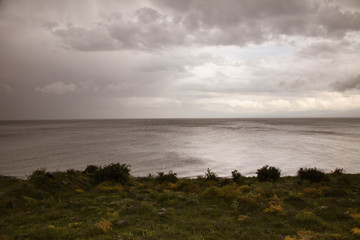 Mountain lake in the cold day