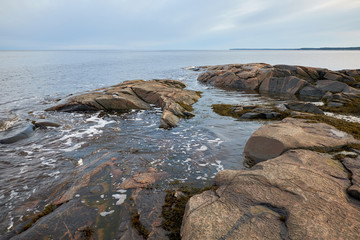 Stony shore of the White Sea