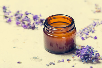 Fototapeta na wymiar Aromatherapy oil and lavender