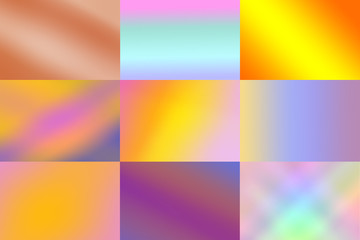 Naklejka premium Set of 9 Colorful Abstract blurred gradient. Template for banner text and design
