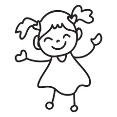 hand drawing cartoon character happy kid